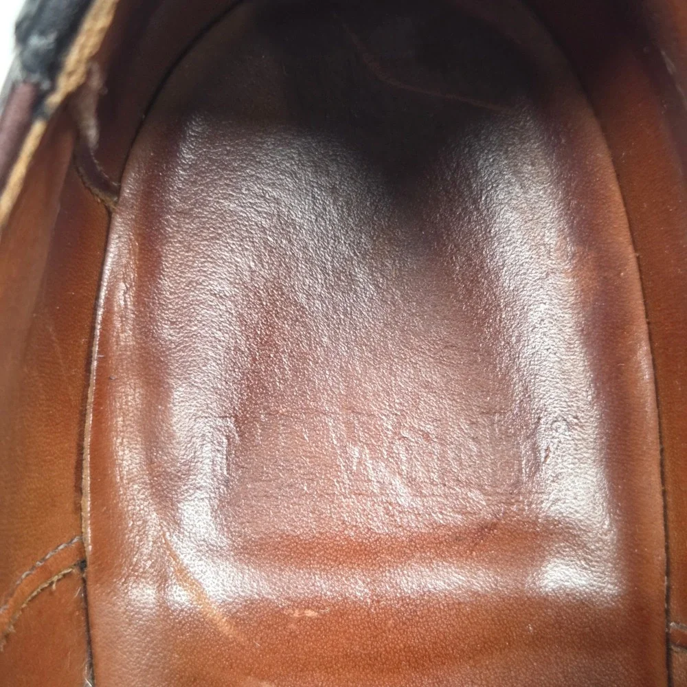 Vintage E.T. Wright Two-Tone Saddle Oxfords Shoes Men 10B Burgundy Black Leather